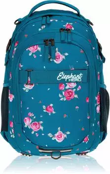 Elephant Hero Signature School Backpack Blue Flower
