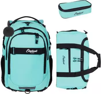 Elephant Hero Signature School Backpack with Sports Bag & Pencil Pouch Petrol Turquoise Solid
