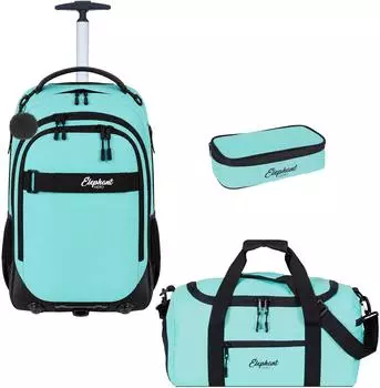 Elephant Hero Signature Schultrolley mit Sporttasche und Schlamperm&auml;ppchen Turquoise Black Solid