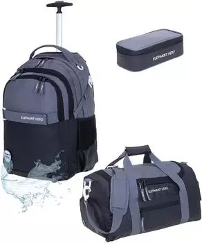 Elephant Hero Signature Schultrolley mit Sporttasche und Schlamperm&auml;ppchen Color Block Black Anthracite