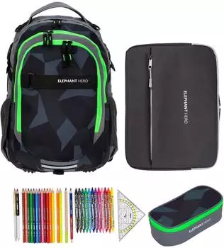 Elephant Hero Signature School Backpack Digital Ready Set Cyber Camo Green