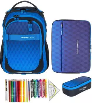 Elephant Hero Signature School Backpack Digital Ready Set Dark Blue Cube