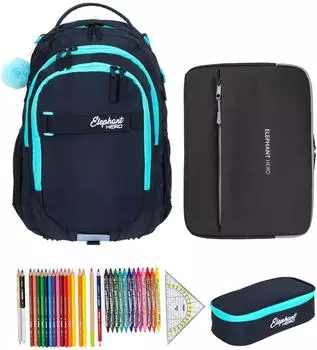 Elephant Hero Signature School Backpack Digital Ready Set Tiff Turquoise