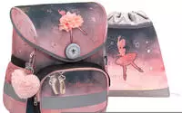 Belmil Schulranzen Compact, Ballerina Black Pink, 4-teilig, 1. - 4. Klasse, rosa,