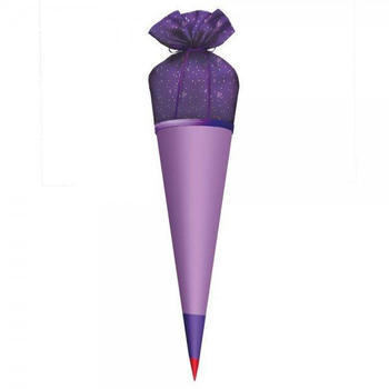 ROTH Schultüte 70 cm mit Stoffbezug und Satinschleife lila