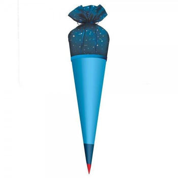 ROTH Schultüte 70 cm mit Stoffbezug und Satinschleife blau