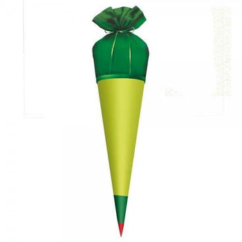 ROTH Schultüte 70 cm mit Stoffbezug und Satinschleife grün