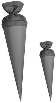 Itenga Bastelschultüte Set 70cm und Geschwister 35cm mit Filzverschluss grau