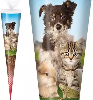 Stylex Schultüte, rund, 70 cm Haustiere
