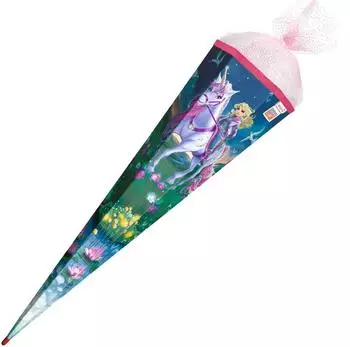 ROTH Schult&uuml;te "Magische Einhornreiterin" 85cm, eckig, Glitzer, Organza (678915)