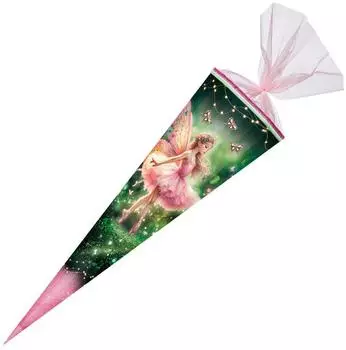 Nestler Schultüte Feelina 85cm mit Textilborte und Stoffschmetterlingen