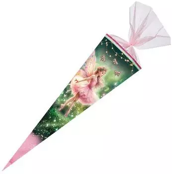 Nestler Schultüte Feelina 70cm mit Textilborte und Stoffschmetterlingen