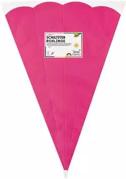 Folia Schultüten-Zuschnitt 6-eckig 68cm pink, 5 Stück (92523)
