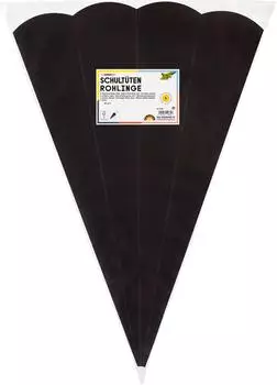 Folia Schultüte Rohling 68cm sechseckig schwarz, 400g/m², 5 Stück (92590)