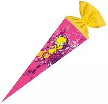 Nestler Schultüte Tweety rund mit Filzverschluss 70cm