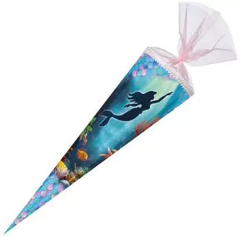 Nestler Schultüte Meerjungfrau eckig mit Organzaverschluss Special Glitzer 85cm