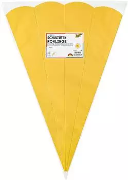 Folia Schultüten-Rohlinge 400g/m², 68cm, gelb, 5 Stück