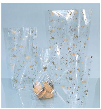 folia Bodenbeutel mit Weihnachtsdruck, 180x300mm, gold (10er Pack)