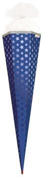 ROTH Bastelschultüte, 850 mm, blau - Sterne 6-eckig, Tüllverschluss, mit stabiler ROTH-Spitze - 1 Stück (668542)