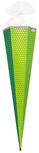 ROTH Bastelschultüte, 850 mm, grün - Punkte 6-eckig, Tüllverschluss, mit stabiler ROTH-Spitze - 1 Stück (668543)