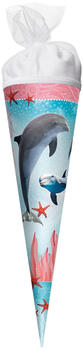 ROTH Schultüte Delfin mit Seesternen 35cm rund Tüllverschluss (673702)