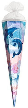 ROTH Geschenk-Schultüte groß Delfine 50 cm - 6-eckig Tüllverschluss (675266)