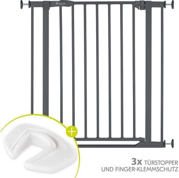 Hauck Türschutzgitter / Treppenschutzgitter Clear Step 2 + Türstopper 3er Pack Dark Grey