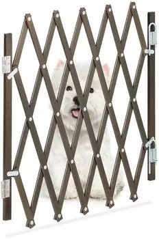 Relaxdays Hundeabsperrgitter ausziehbar bis 96cm, 48,5-60cm hoch, Bambus, braun (10045283)