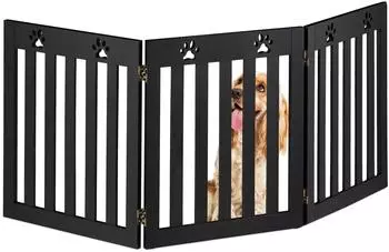 Relaxdays Hundeabsperrgitter 3-teilig, freistehend, 60x153cm, MDF, schwarz (10049176_46)