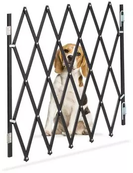 Relaxdays Sicherheitsgitter für Hunde, ausziehbar bis 118cm, 69-82,5cm hoch, Bambus, schwarz (10045277)