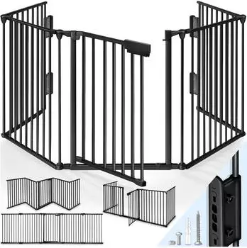 Kiduku Kaminschutzgitter 180cm, schwarz (KMSGT3P-S)