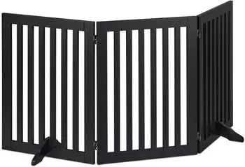 Relaxdays Absperrgitter, faltbar, 3 Panels, 70x154cm, MDF, schwarz