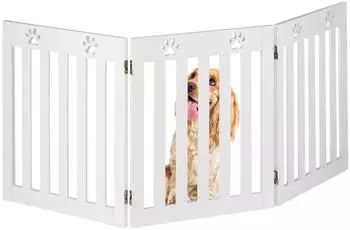 Relaxdays Hundeabsperrgitter 3-teilig, freistehend, MDF, 60x153cm, weiß (10049176_49)