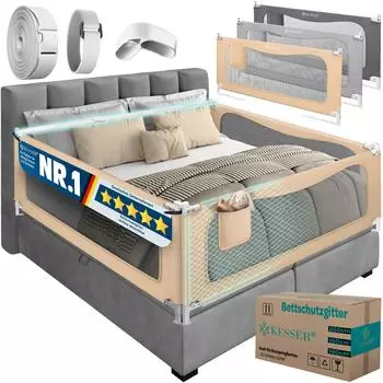 Kesser Bettgitter höhenverstellbar, beige, 200cm