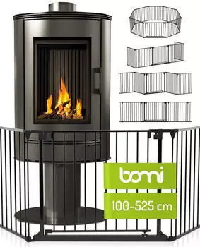 Bomi Milo Kaminschutzgitter 100-525cm, extrabreite Tür 75cm, schwarz (5004125189)