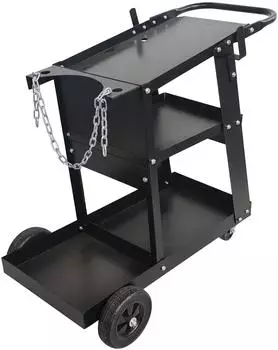 Relaxdays Schweißgerätewagen 3 Ebenen, bis 180kg, Stahl, schwarz
