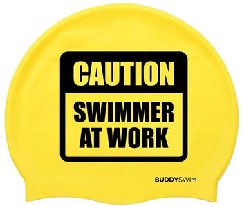 Buddyswim Caution Swimmer At Work Swimming Cap Gelb (250850)