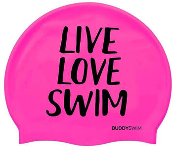 Buddyswim Live Love Swim Silicone Swimming Cap Rosa (250875)