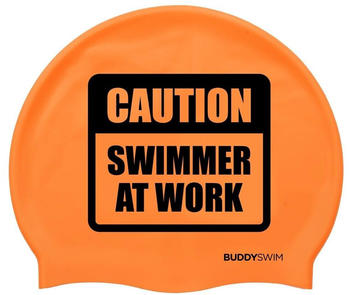 Buddyswim Caution Swimmer At Work Swimming Cap Orange (250851)