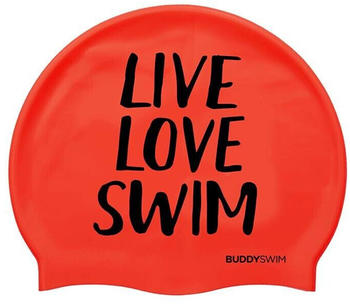 Buddyswim Live Love Swim Silicone Swimming Cap Rot (250876)