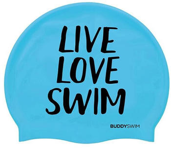Buddyswim Live Love Swim Silicone Swimming Cap Blau (250873)