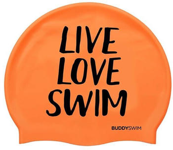 Buddyswim Live Love Swim Silicone Swimming Cap Orange (250871)