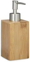 Relaxdays - Seifenspender Bambus Eckig, Manuell, Hxbxt: 18 X 6,5 X 8 Cm,