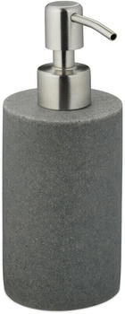 Relaxdays Dispenser di Sapone Manuale 180ml Portasapone Ricaricabile Accessorio Bagno e Cucina Poliresina Grigio Acciaio Inox