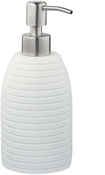Relaxdays Dispenser di Sapone Manuale 300ml Portasapone Ricaricabile Accessorio Bagno & Cucina Poliresina Bianco Acciaio Inox 1 pz