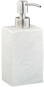 Relaxdays Dispenser di Sapone Manuale 200ml Portasapone Ricaricabile Accessorio Bagno & Cucina Poliresina Bianco Acciaio Inox 1 pz