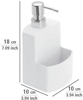 Wenko 3620115100 Dispenser per Detersivo True Colours Festival Ceramica Soft-Touch Tocco Delicato 10 x 18 x 10 cm Bianco