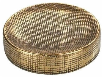 Wenko Portasapone Rivara-Porta saponetta Dipinto a Mano Ceramica Gold 10 x 2.5 x 10 cm
