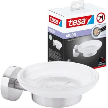 tesa MOON Seifenschale silber mit satiniertem Glas zur Wandmontage selbstklebend (40310-00000-00)