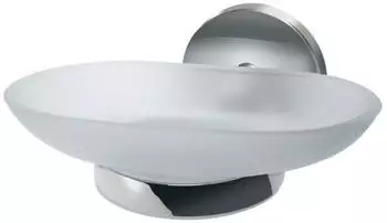 Fackelmann VISION Seifenschale aus Glas mit verchromtem Halter (86768)